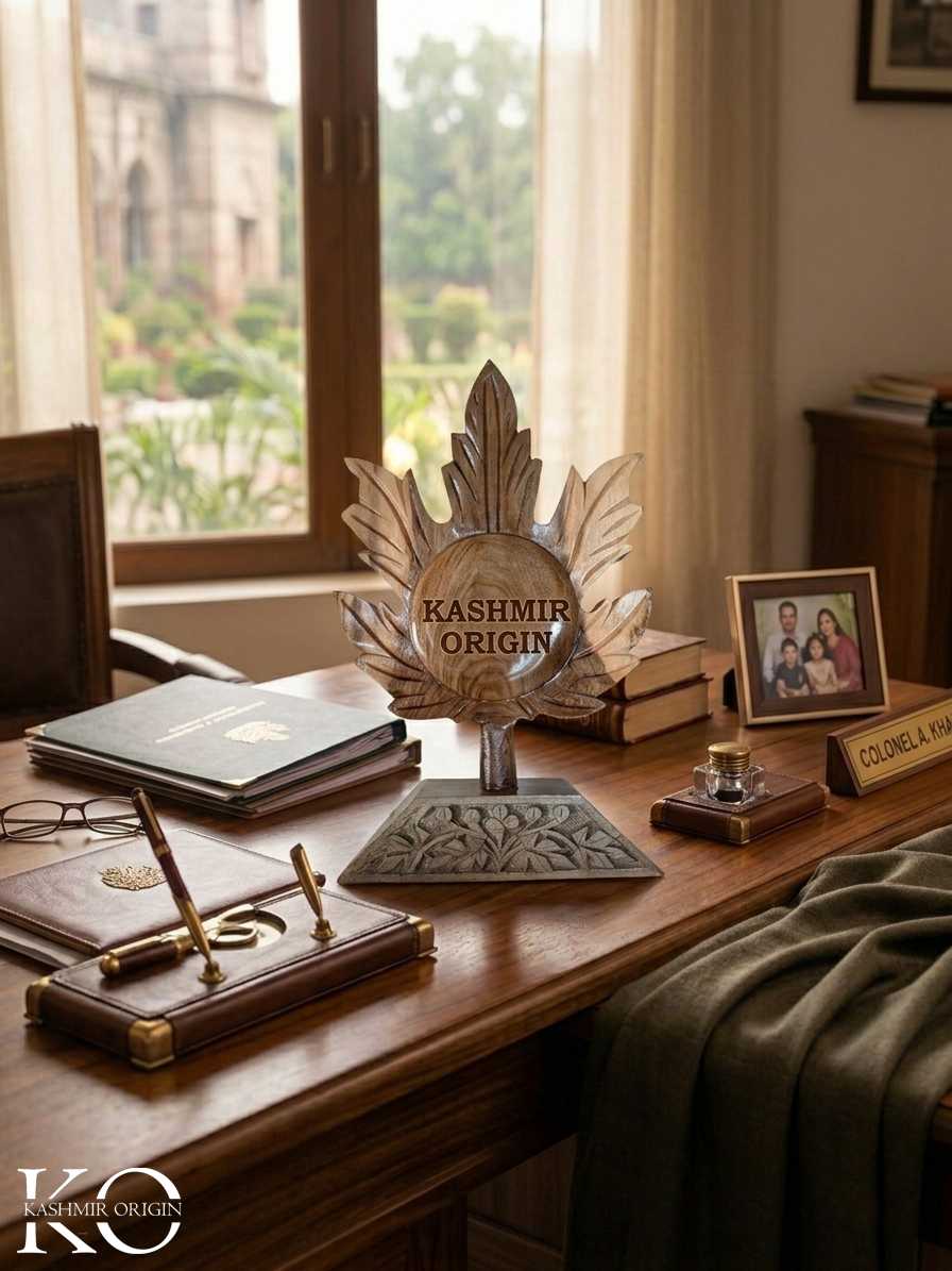 Customized Chinar Trophy | Walnut Wood Desk Name Plate | Desk Wedge | Tabletop Nameplate