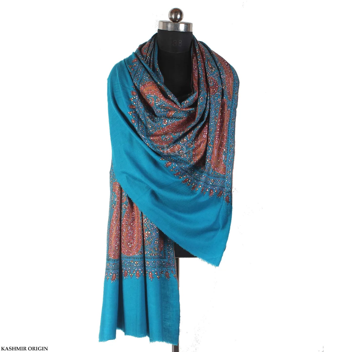 Brown Pasley Sozni Embroidered Cashmere Pashmina Jamawar Shawl