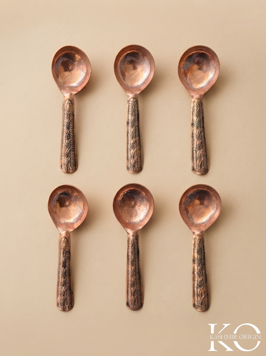 Kashmiri Copper Serving Spoon | Hand Engraved Handmade Copper Spoon