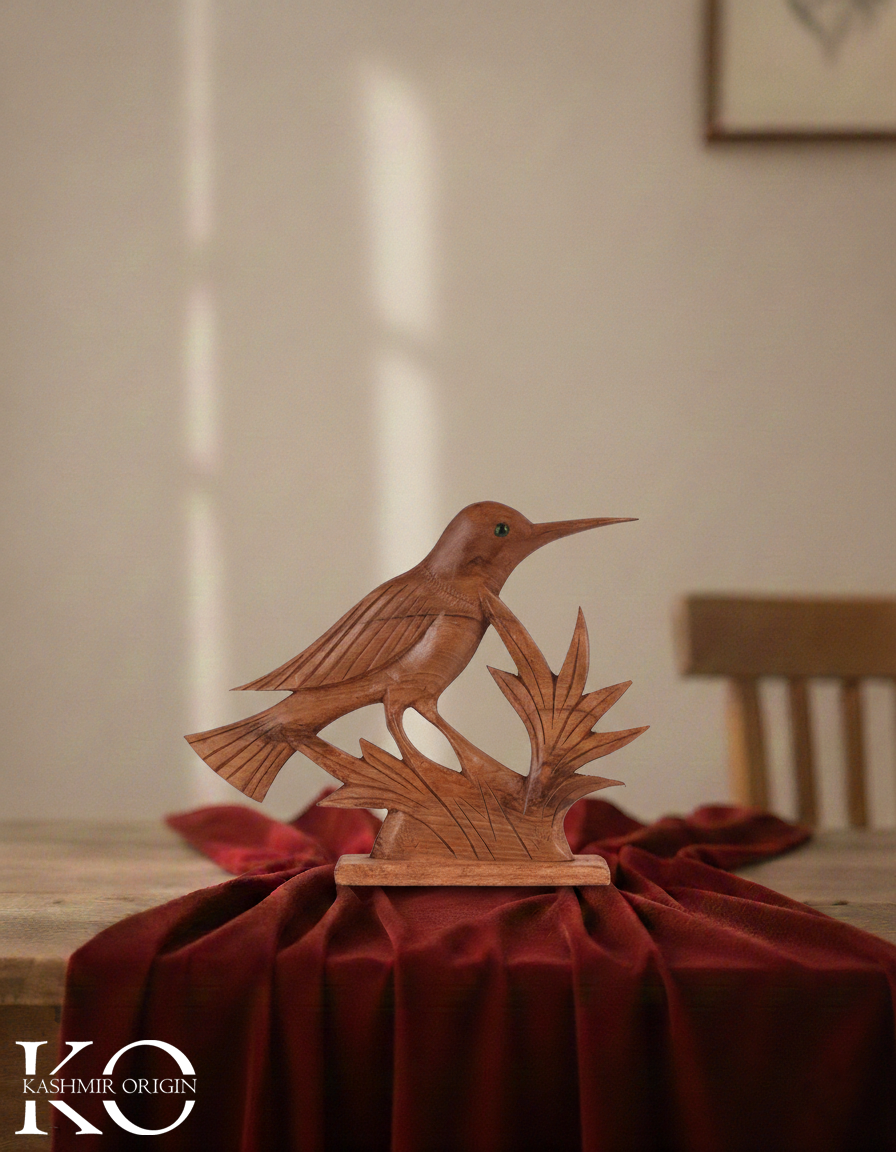 Walnut Wood Decorative Bird Pair | Bird Figurines | Table Accent | Shelf Decor | Hand Carved in kashmir | Hand Carved in kashmir