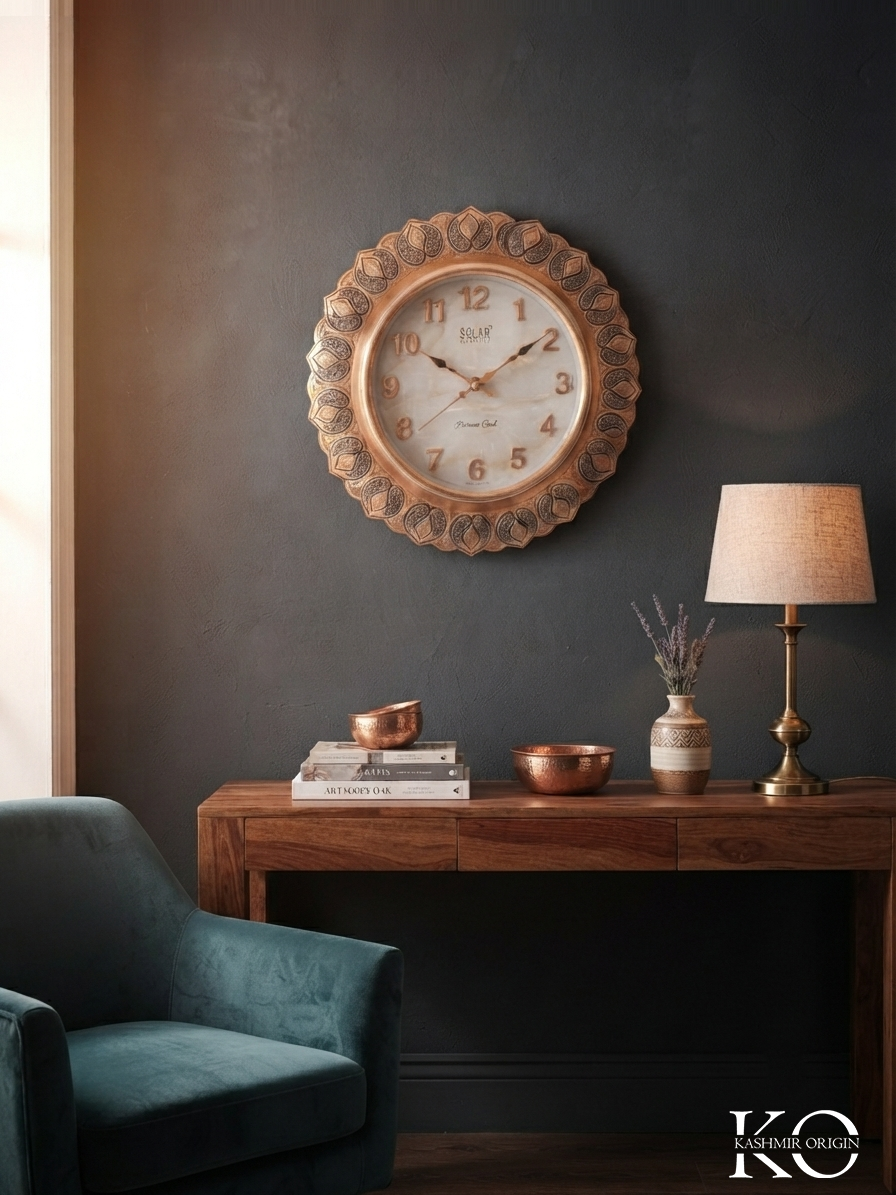 Paisley Copper Wall Clock | Handmade Kashmiri Clock Frame