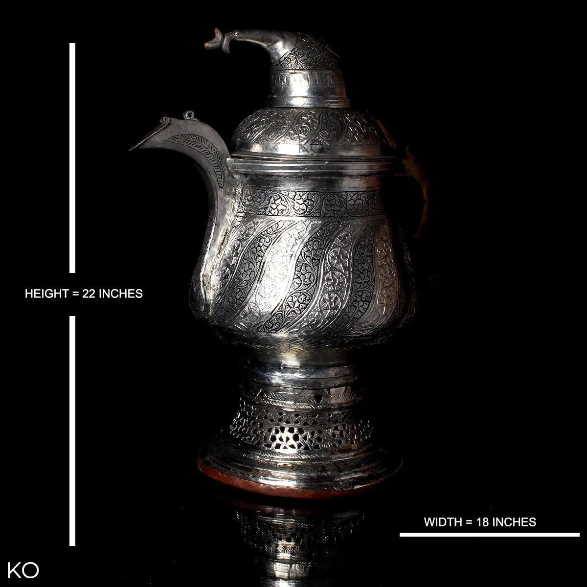 Shahi Alloy Silver Coated Samavor Big Size | Tea Kettle | Kashmiri Copper Samovar | Handcrafted Pattern Design Tea Urn | Kettle | Made In Kashmir | Hand Engraved
