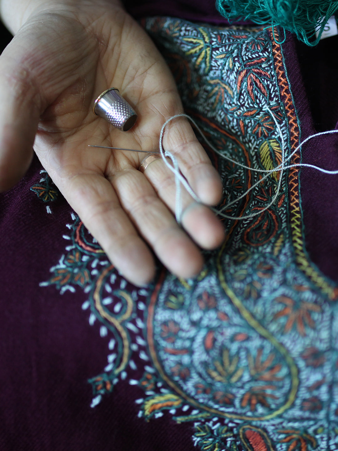 Kashmiri Hand Sozni Embroidered Wine Woolen Pheran | Hand Needle Work | Kashmiri handsozni Work