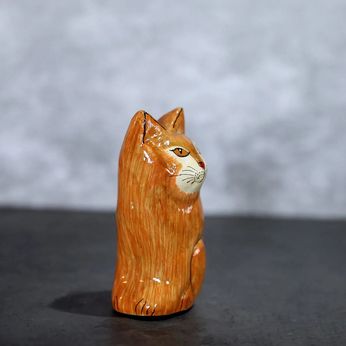 Paper Mache Cat Brown Colour<br> 4.5x1.5 Inches