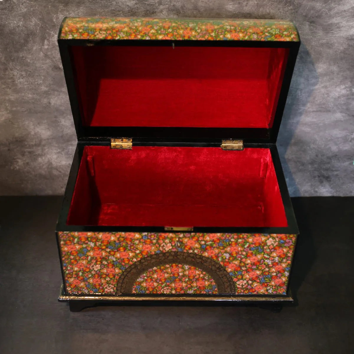 Paper Mache Jewellery Box<br> Floral Design Big Size 18x20 Inches