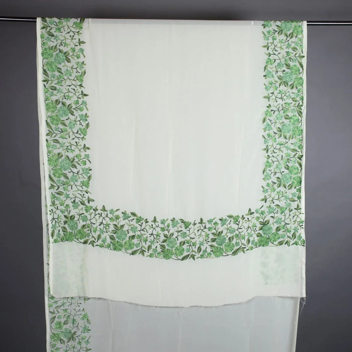 Light Green Base Aari Embroidered Georgette Saree