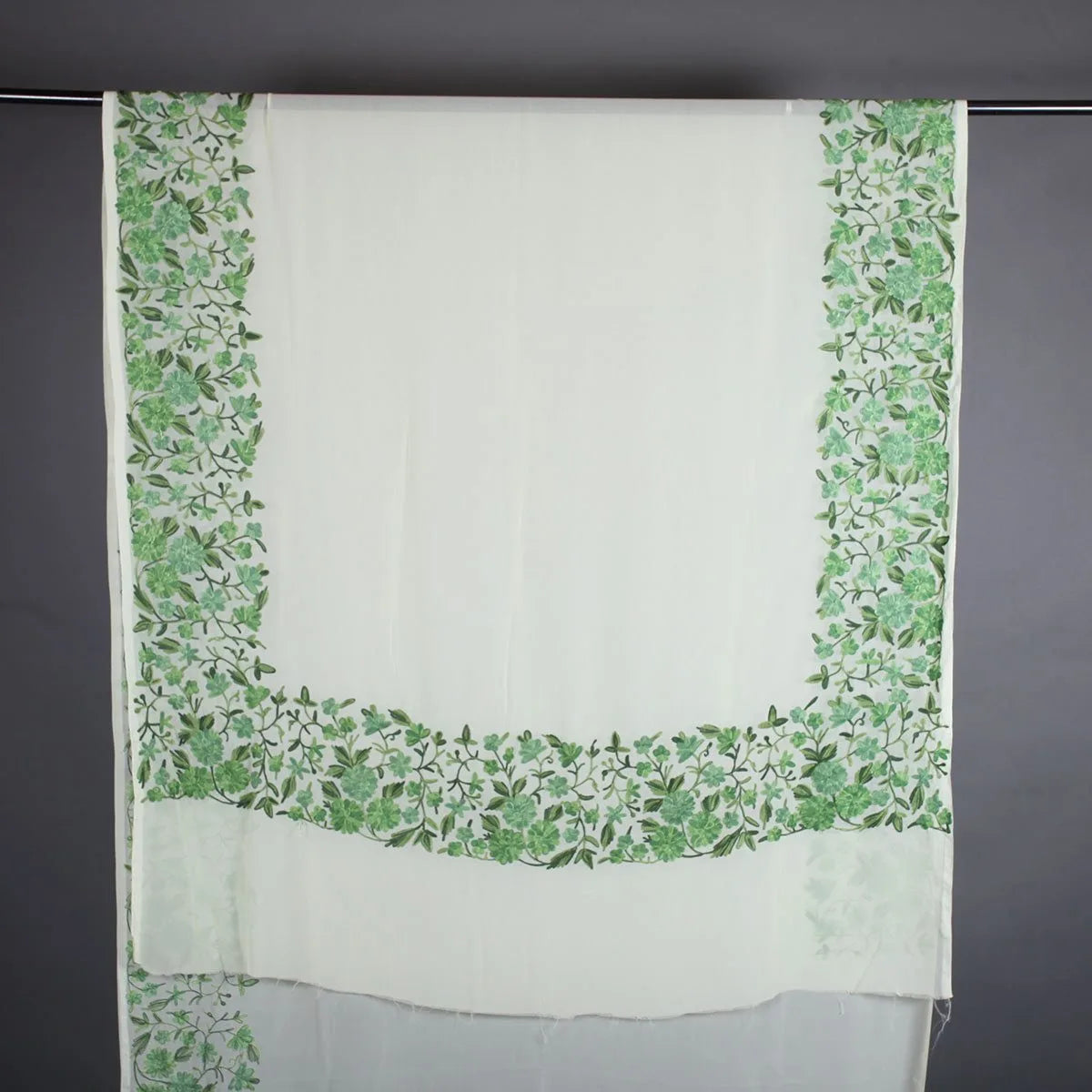 Light Green Base Aari Embroidered Georgette Saree