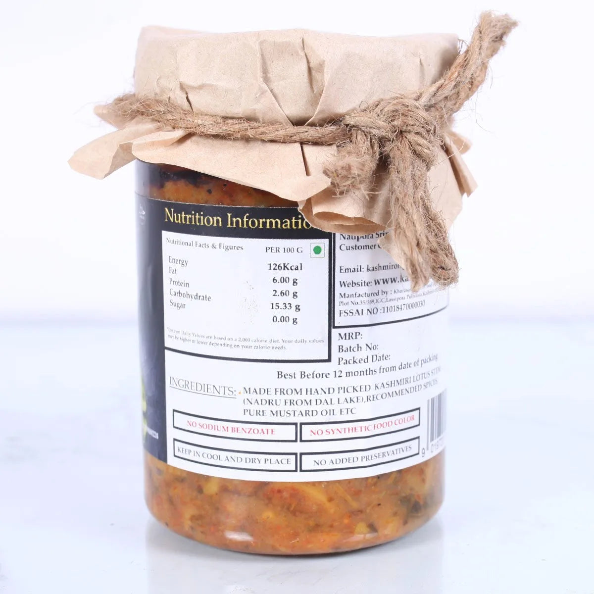 Kashmiri Lotus Stem Pickle 500 Grams | Famous Dal Lake Lotus Stem | No Preservatives No Sodium Benzoate
