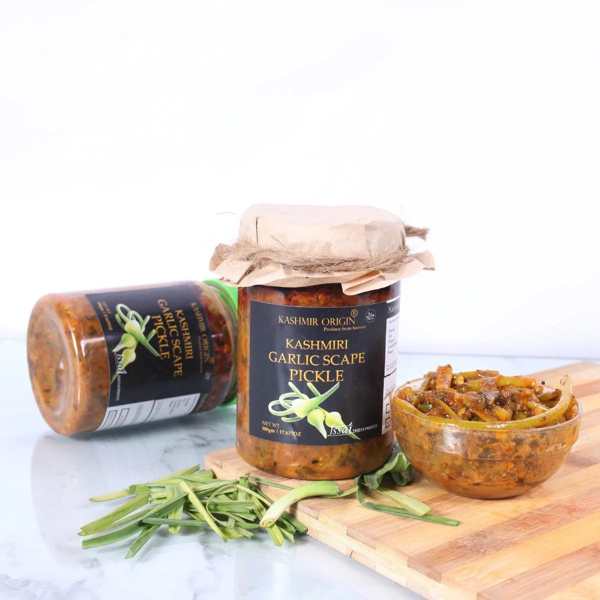 Kashmiri Garlic Scape Pickle 500 grams | Kashmiri Garlic | No Added PreserGSTives | No Sodium Benzoate .