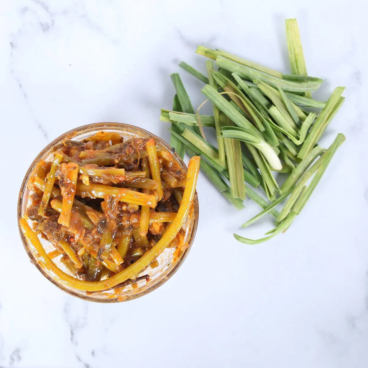Kashmiri Garlic Scape Pickle 500 grams | Kashmiri Garlic | No Added PreserGSTives | No Sodium Benzoate .