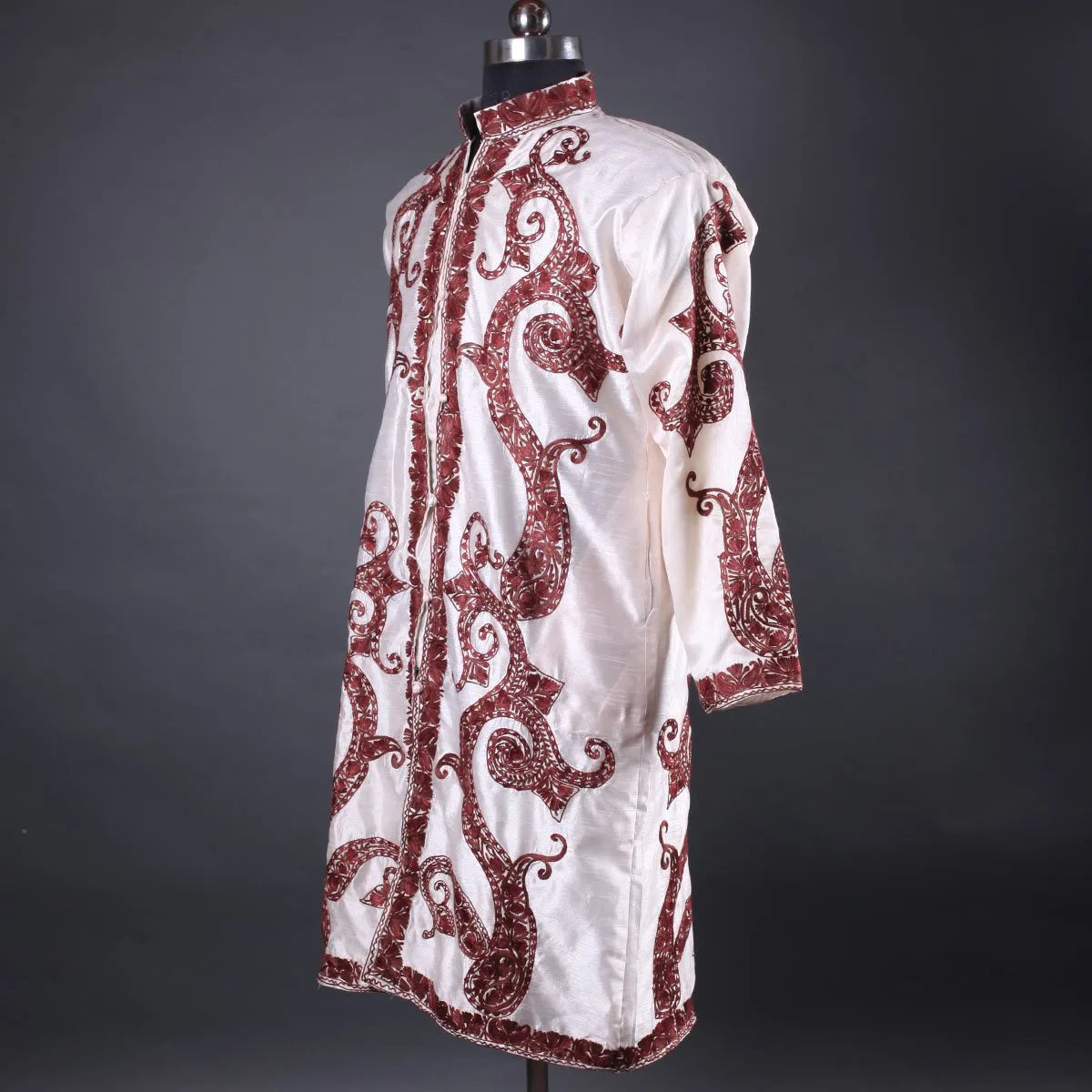 Paisley Design Aari Embroidered Kashmiri Silk Jacket