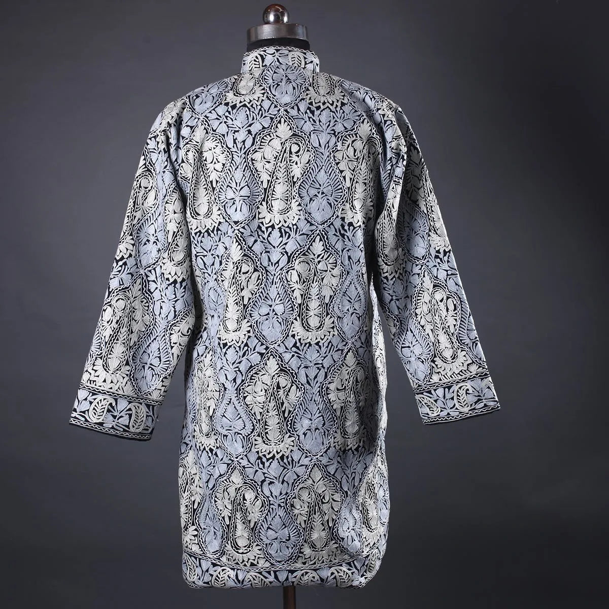 Kashmiri Paisley Pattern Aari Embroidered Woolen Jacket for women | Wool Jamawaar Jackets | Full Embroidery All over | Made in Kashmir