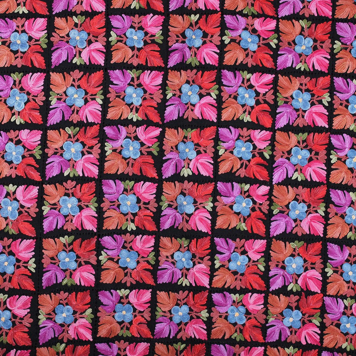 Black Base Floral Design Aari Embroidered Pure Kashmiri Woolen Stole