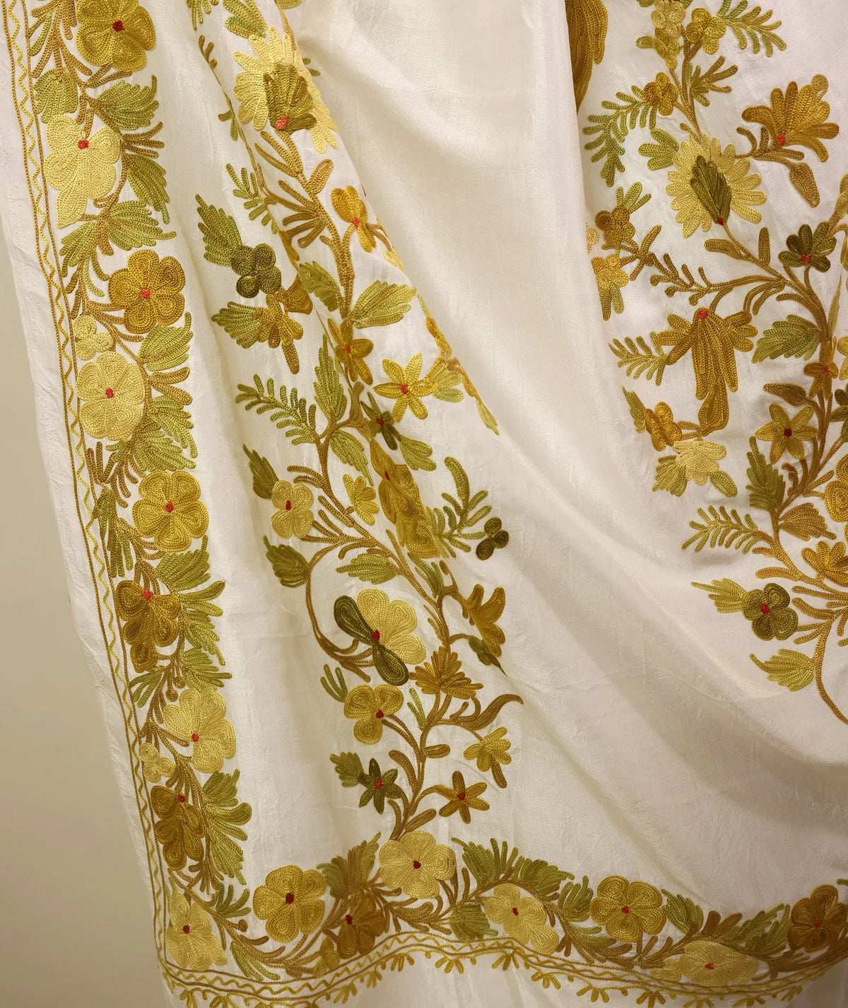 White Embroidered Creape Saree