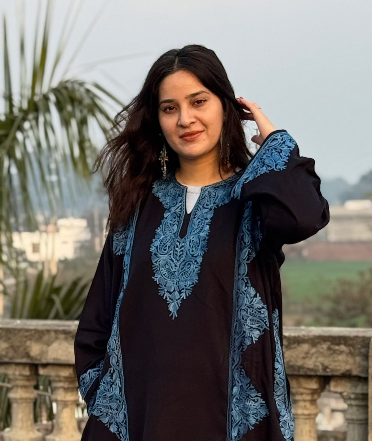 Priemum Black & Blue Embroidered Phiran