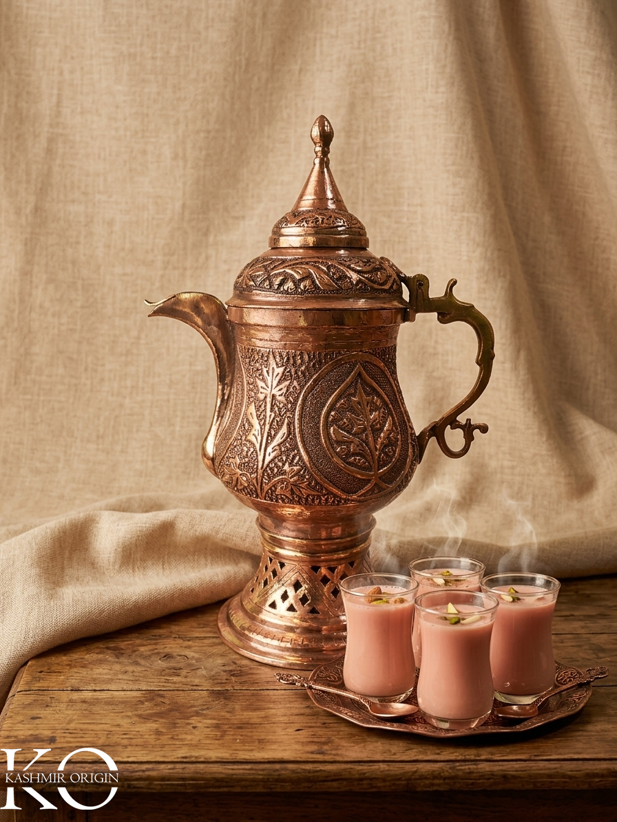 Kashmiri Copper Samovar (4–5 Cups) | Handcrafted Chinar Design Tea Urn | Hand Made Samavar | Hand Engraved Copper Kettle