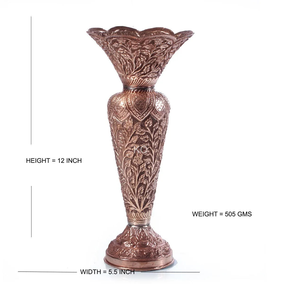Leaf Design Copper Flower vase (Pair of 2 )