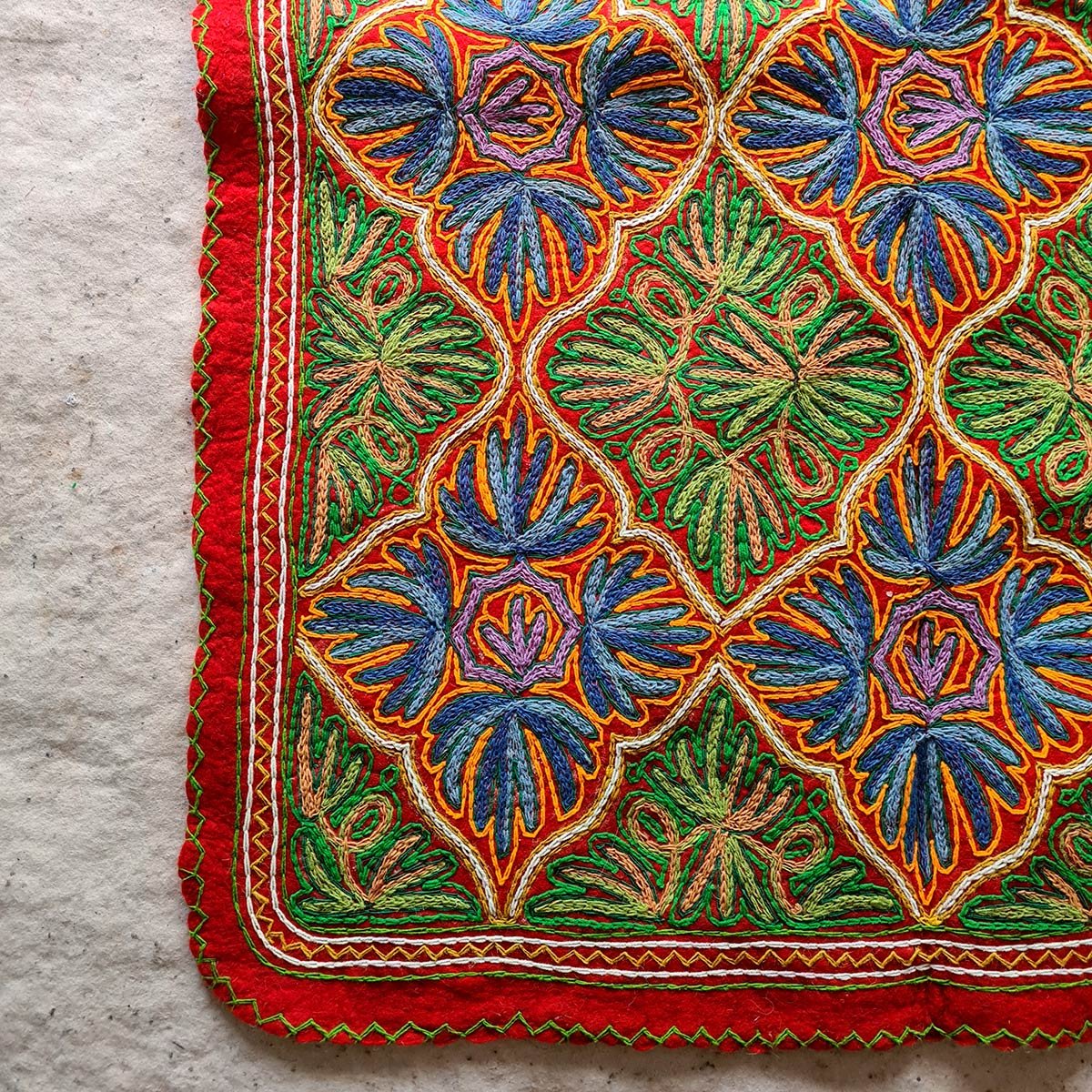 Bagh E Surkh Red Handmade Double Aari Embroidered Namda 6x4 Ft