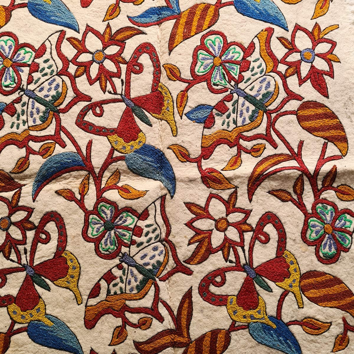 Butterfly Garden Handmade Double Aari Embroidered Namda 6x4 Ft