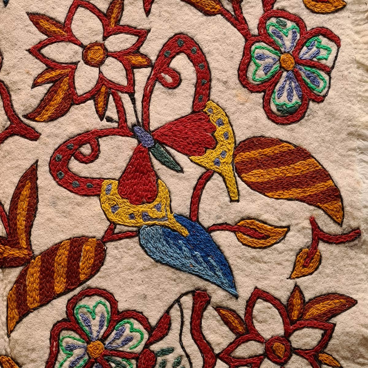 Butterfly Garden Handmade Double Aari Embroidered Namda 6x4 Ft
