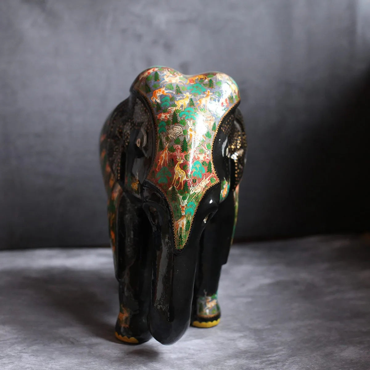 Multicolour Handmade Paper Mache Elephant Set of 2 | Big ,Medium Size Elephants | kashmir Art