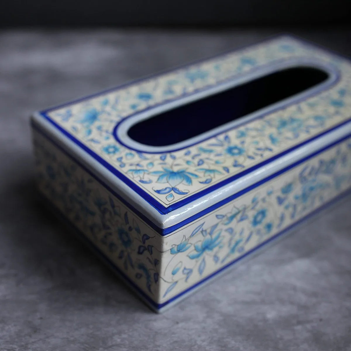 Kashmiri Flower Design Handmade Paper Mache Tissue Box | Intense Design kashmir Art