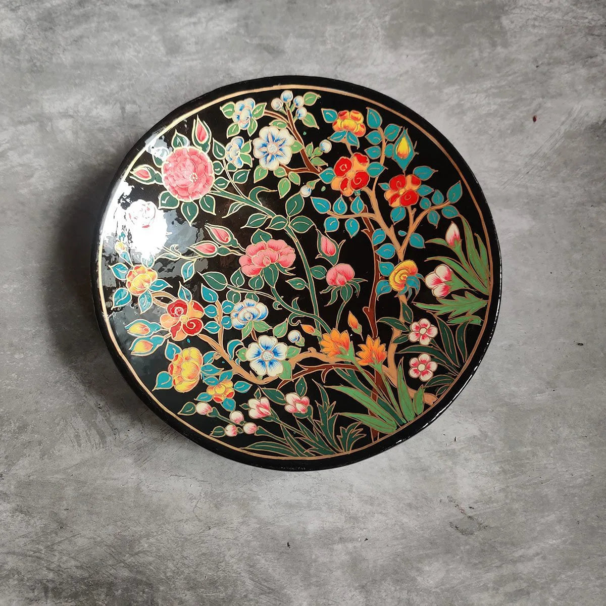 Black Floral Design Wallplate 8X8