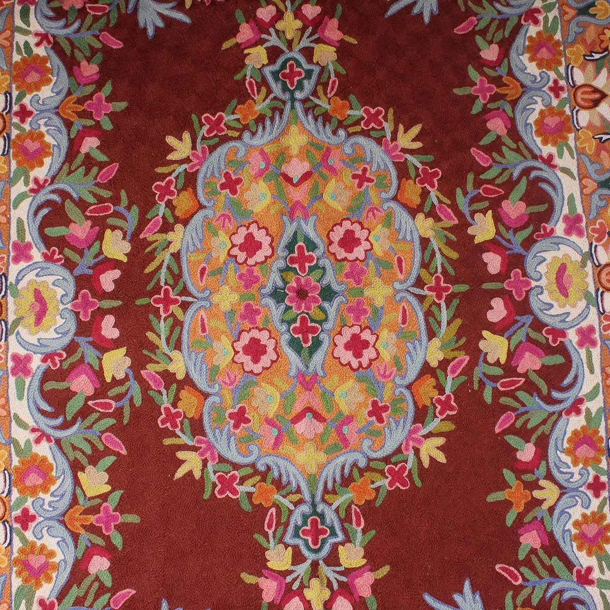 FLORAL DESIGN WOOL RUG 5 X 3 FT