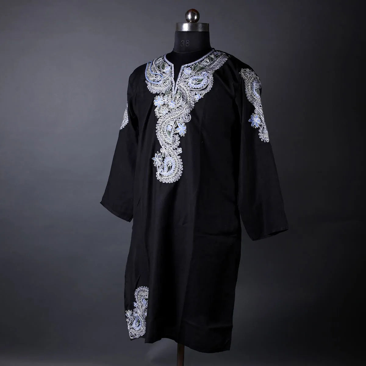Black Aari and Zari Embroidered Cotton Kurti | Summer Kurti | Long kuti