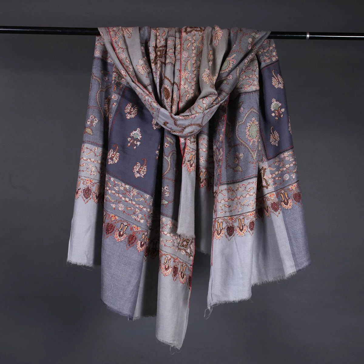 Multi Shade Sozni Embroidered Pashmina Shawl