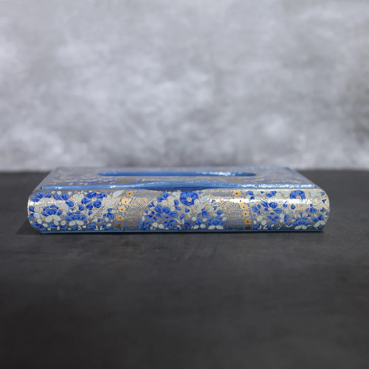 Paper Machie Blue Base Tissue<br> Box Set Of 2 (11x5.5) inches