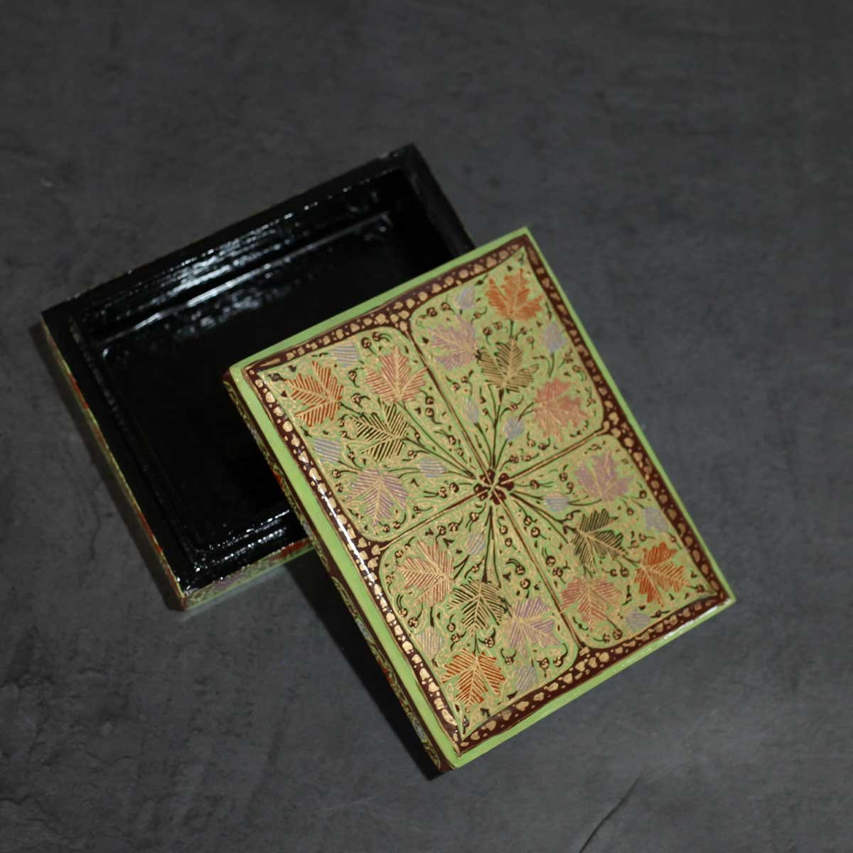 Paper Machie Rectangle shaped<br> Flat box Set Of 3 5x4