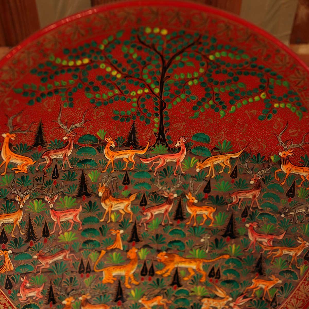 Paper Mache Animal Design Wall Plate 13 Inches