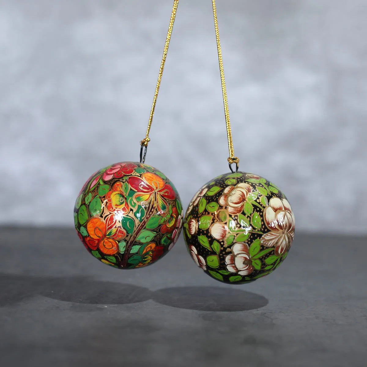 Hanging Paper Mache Balls Set<br> of 2