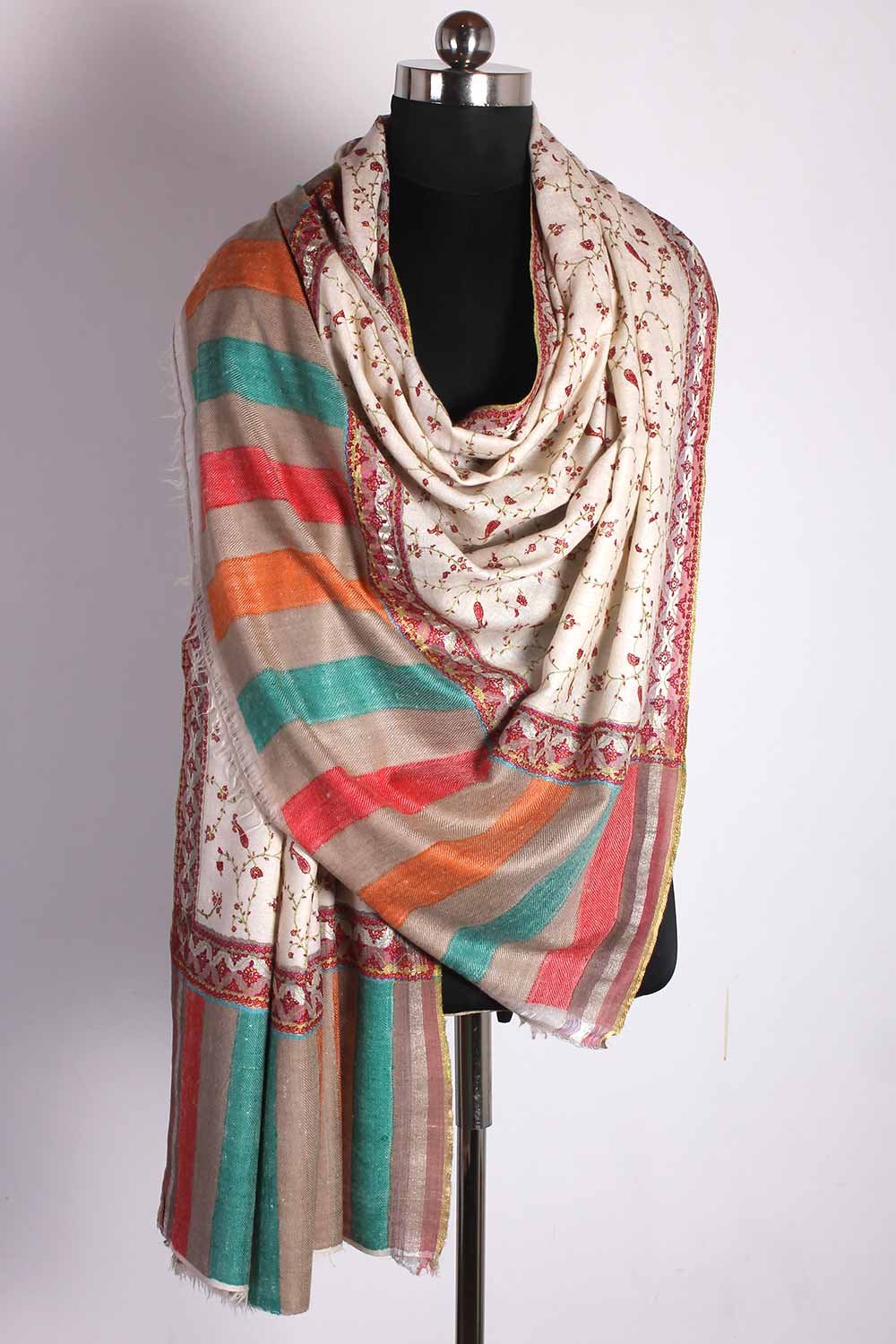 White Paldar Cashmere Pashmina Shawl