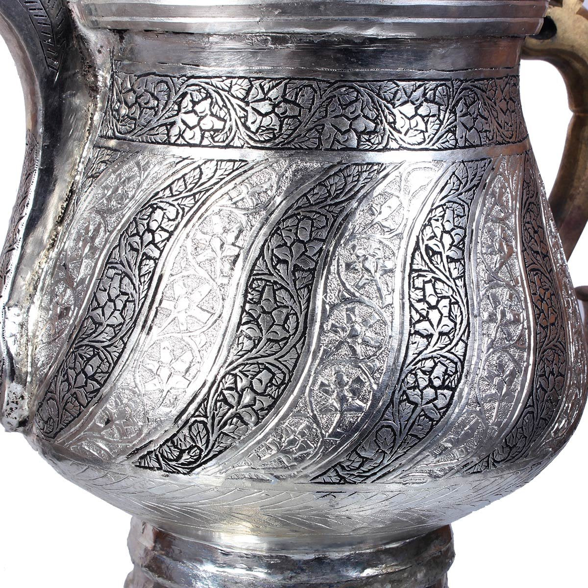 Shahi Alloy Silver Coated Samavor Big Size | Tea Kettle | Kashmiri Copper Samovar | Handcrafted Pattern Design Tea Urn | Kettle | Made In Kashmir | Hand Engraved