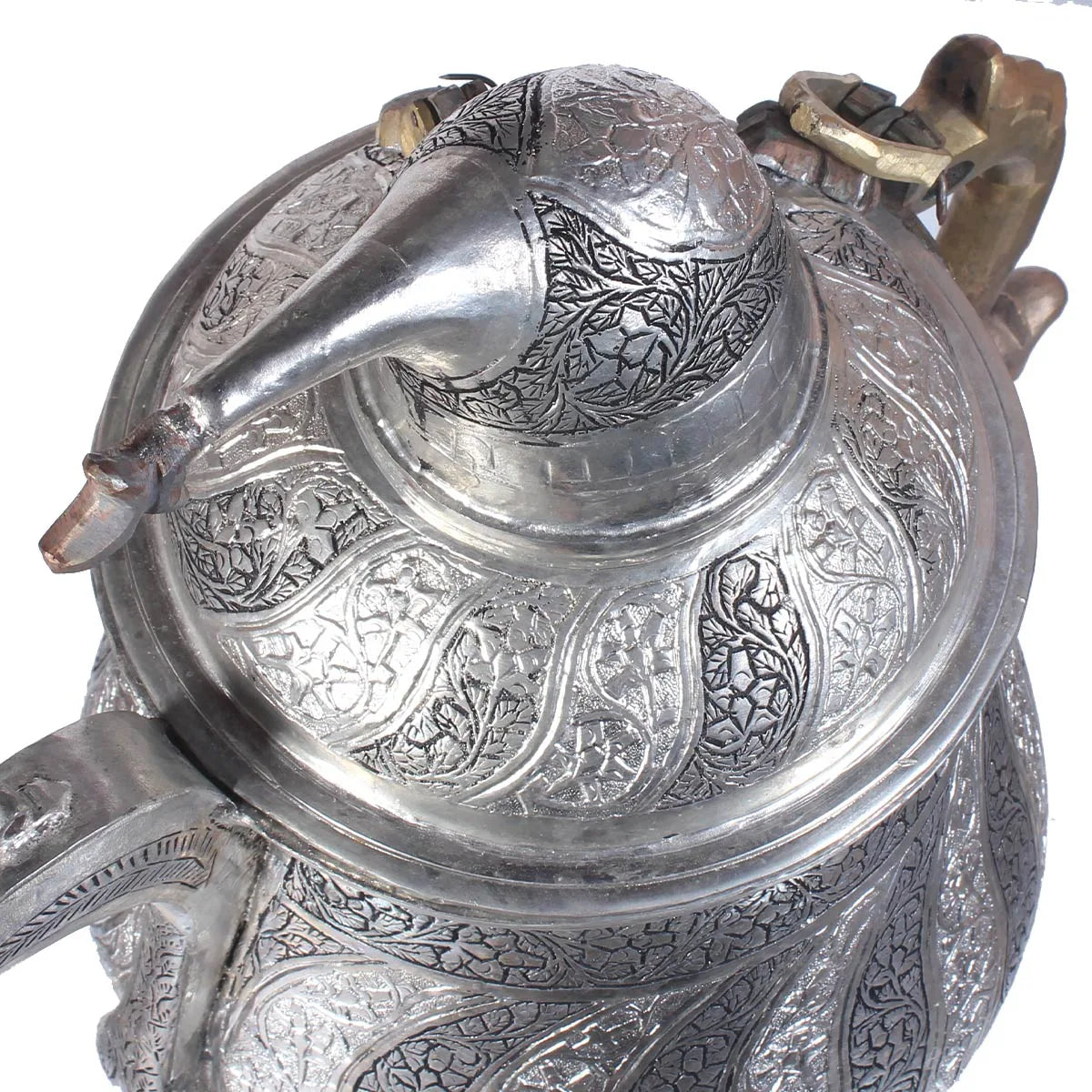 Shahi Alloy Silver Coated Samavor Big Size | Tea Kettle | Kashmiri Copper Samovar | Handcrafted Pattern Design Tea Urn | Kettle | Made In Kashmir | Hand Engraved