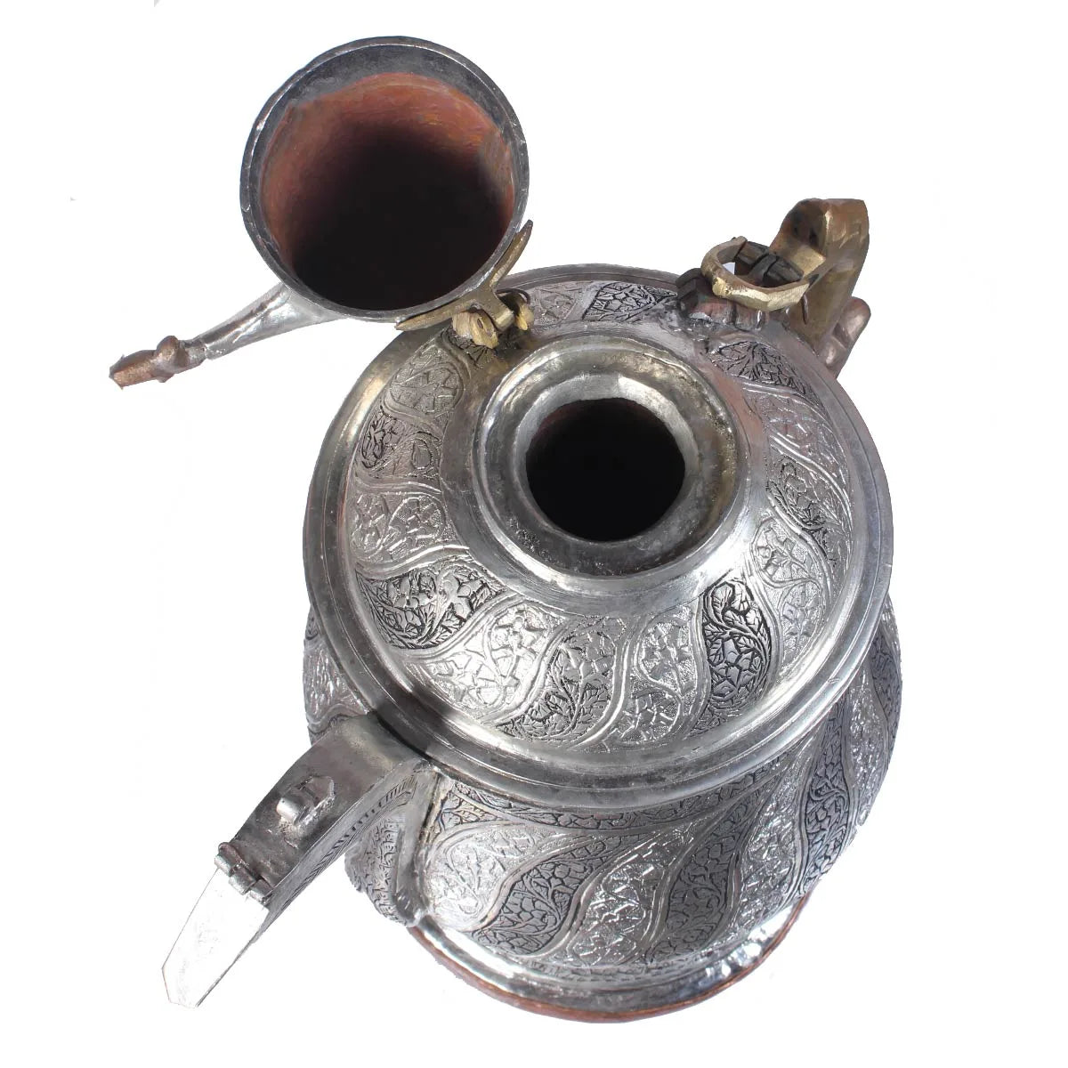 Shahi Alloy Silver Coated Samavor Big Size | Tea Kettle | Kashmiri Copper Samovar | Handcrafted Pattern Design Tea Urn | Kettle | Made In Kashmir | Hand Engraved