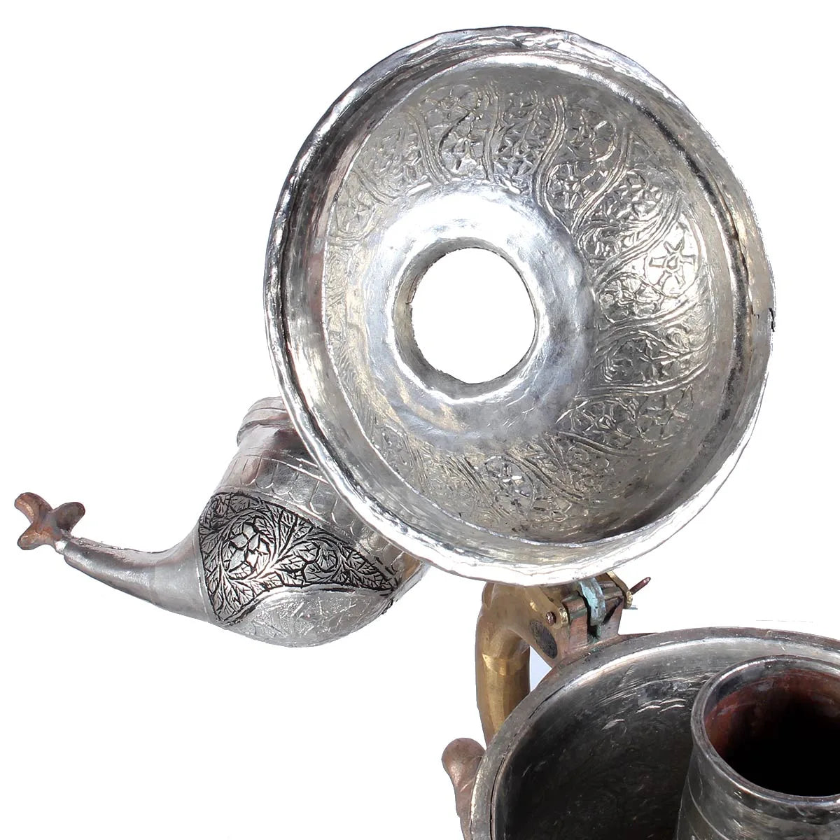 Shahi Alloy Silver Coated Samavor Big Size | Tea Kettle | Kashmiri Copper Samovar | Handcrafted Pattern Design Tea Urn | Kettle | Made In Kashmir | Hand Engraved