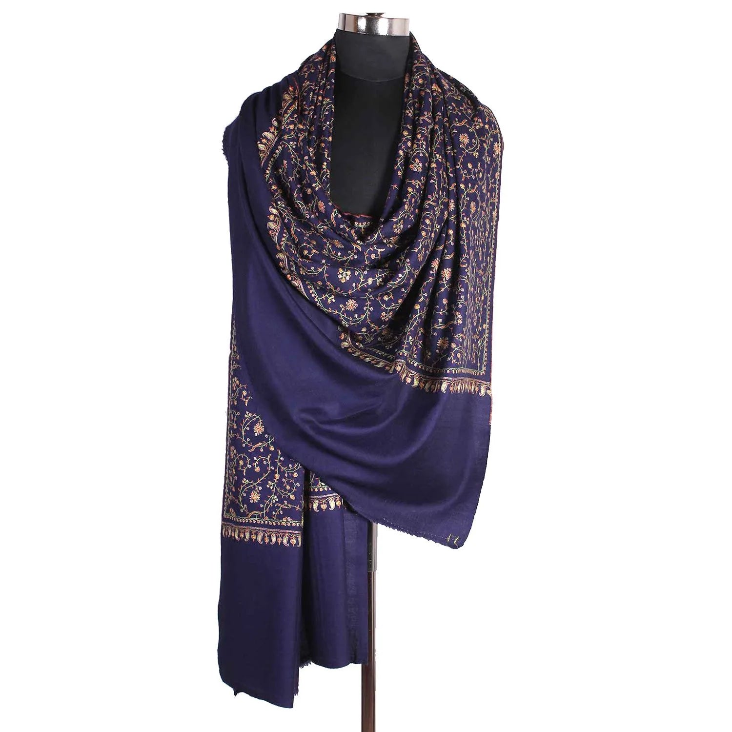 thumbnail image 2 of CJ Apparel Royal Blue Solid Shawl – Pashmina Style – Tasselled – One Size 2 of 6