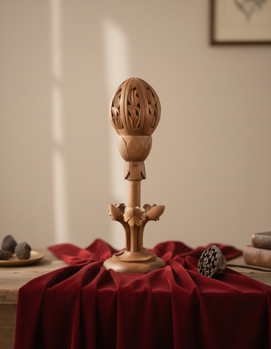 Kamal Lotus Shaped Walnut Wood Night Lamp | Hand Carved in kashmir