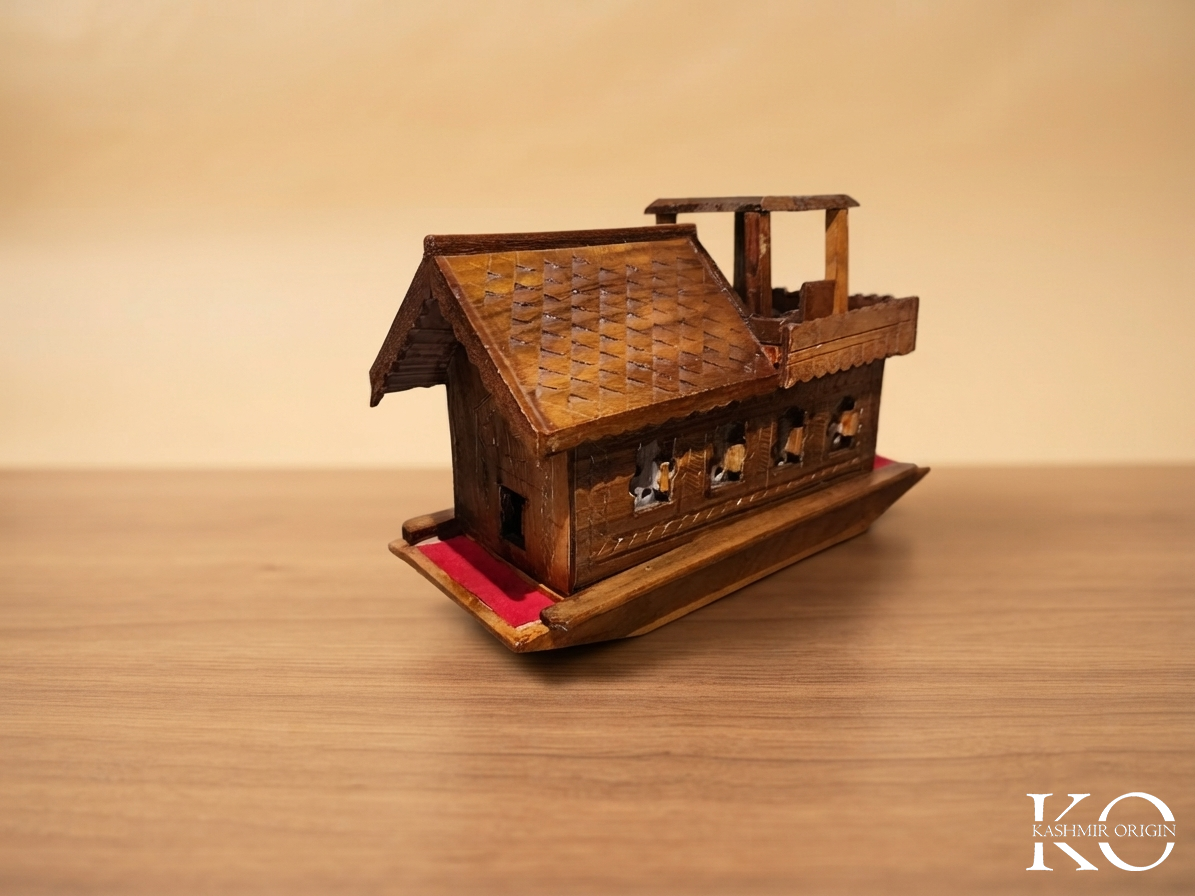 Kashmiri Hand Carved Walnut Wood House Boat