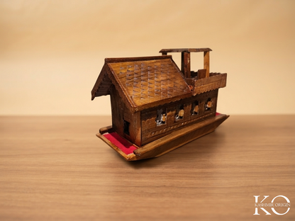 Kashmiri Hand Carved Walnut Wood House Boat
