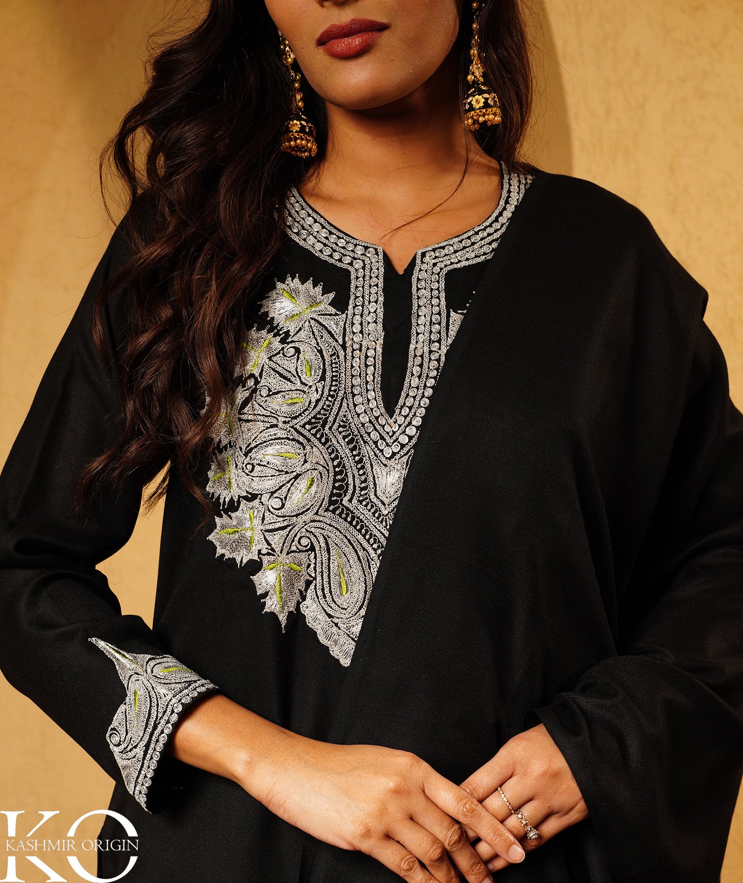 Stark Black Tilla Embroidered Woolen Suit With Shawl