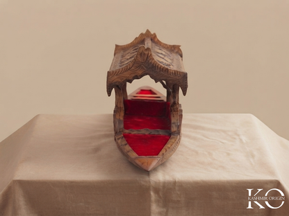 Kashmiri Hand Carved Walnut Wood Shikara | 24 Inch Long