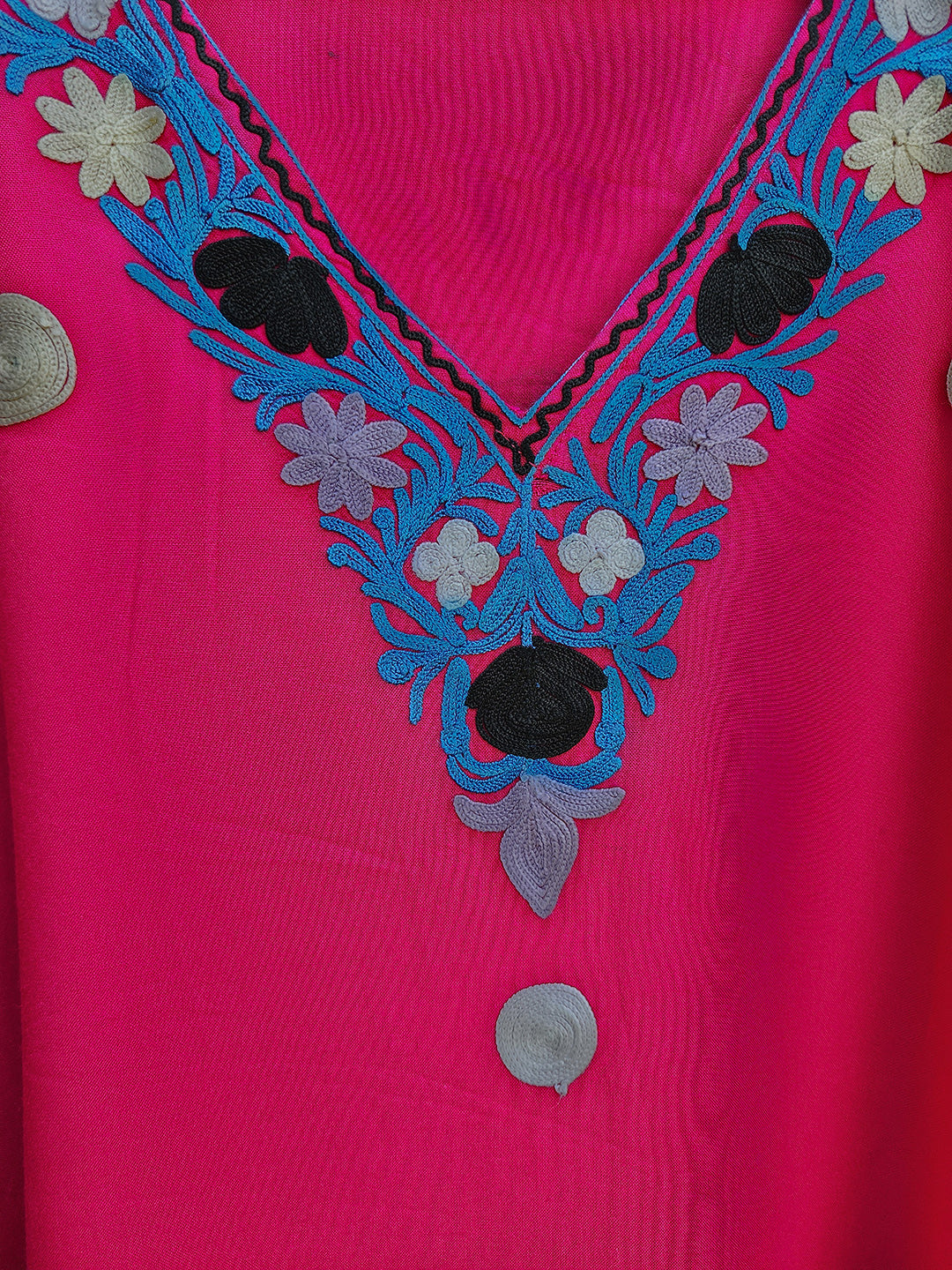 Coral Peach Aari Kaftan with Polka Motifs