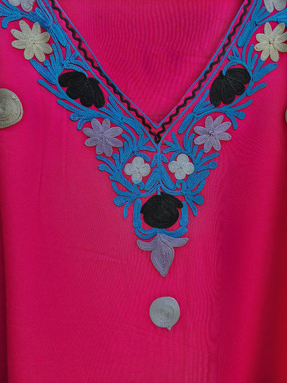 Coral Peach Aari Kaftan with Polka Motifs