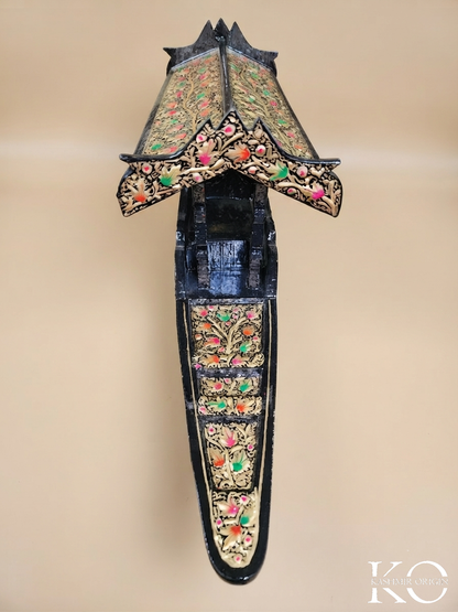 Shikara Boat With Art Fusion Of Paper Machie & Walnut Wood | 24 Inches Long