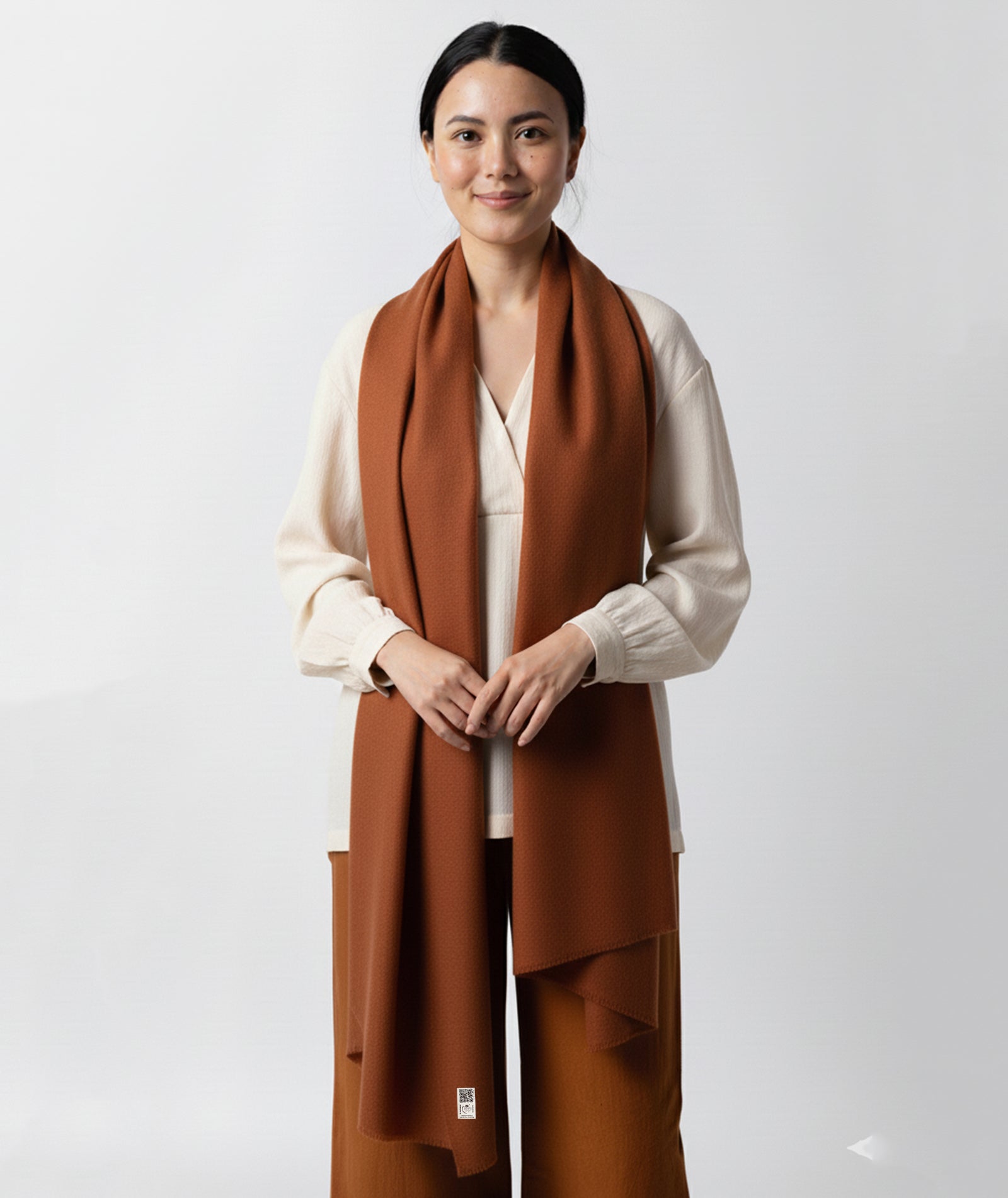 GI CERTIFIED BROWN SOLID CASHMERE PASHMINA STOLE