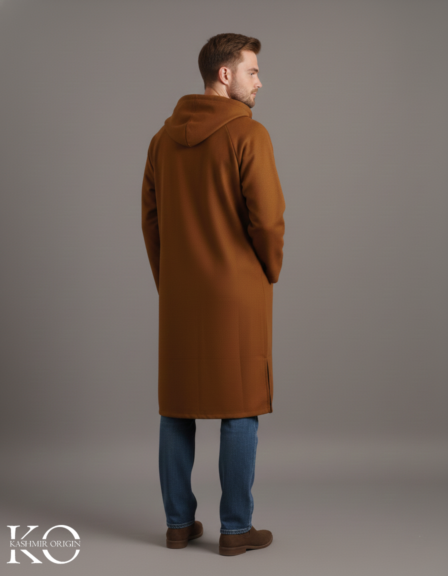 Brown Kashmiri Hooded Pheran | Men's Phiran | Woolen Pherans